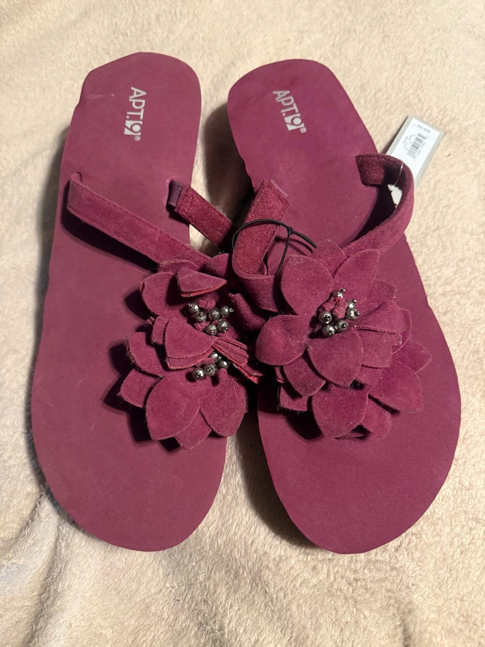 Kohl's APT. 9 Women's Floral Slide Sandals in Burgundy
